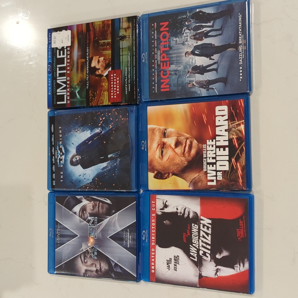 Blu-ray DVD 6 Set: Inception, Limitless, Dark Knight, Die Hard, X-Men First